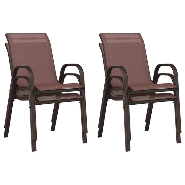 vidaXL Chaises de jardin empilables 4 pcs Marron Textilène