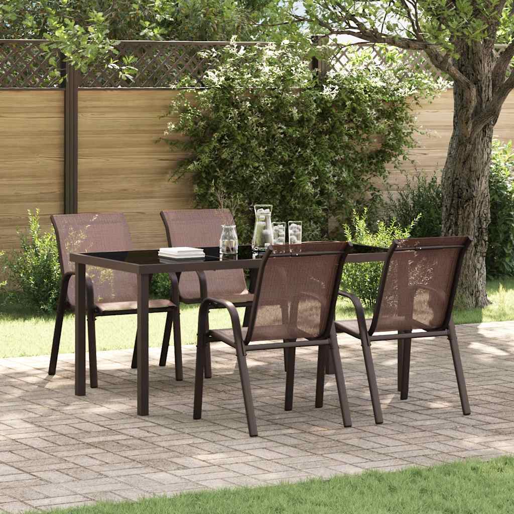 vidaXL Chaises de jardin empilables 4 pcs Marron Textilène