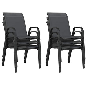 Stapelbare Gartenstühle 6er Set Textilene Schwarz