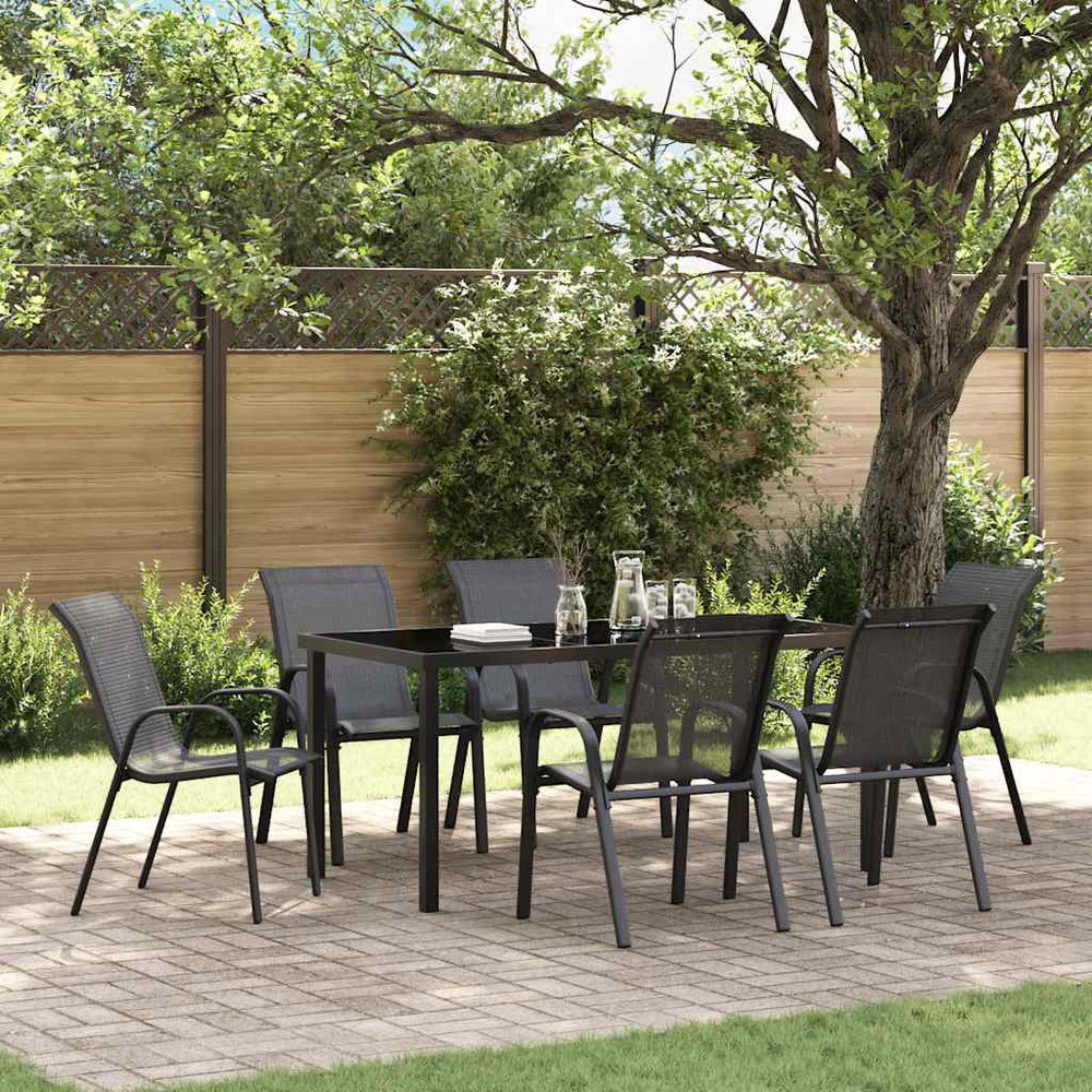 Stapelbare Gartenstühle 6er Set Textilene Schwarz