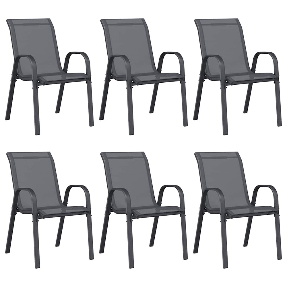 Stapelbare Gartenstühle, 6er-Set, Grau
