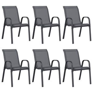 Stapelbare Gartenstühle, 6er-Set, Grau