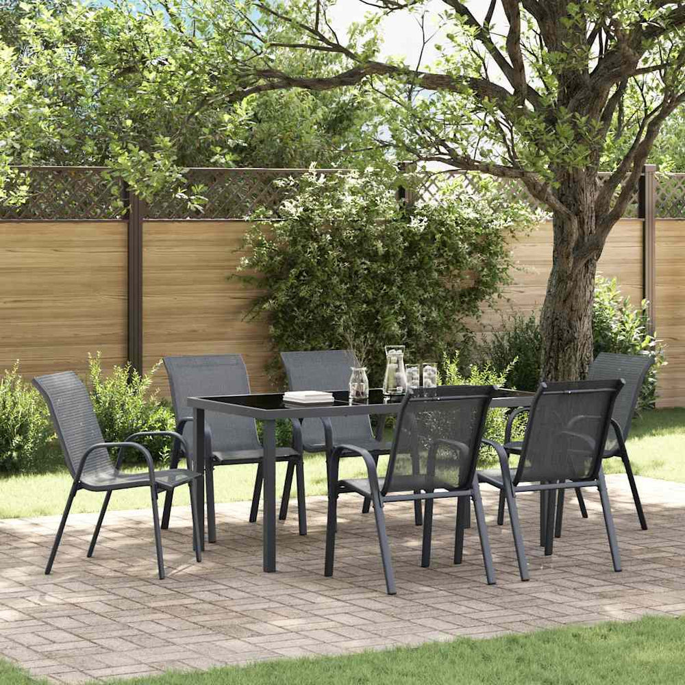 Stapelbare Gartenstühle, 6er-Set, Grau