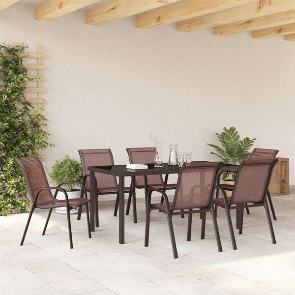 Stapelbare Gartenstühle 6er Set Braun