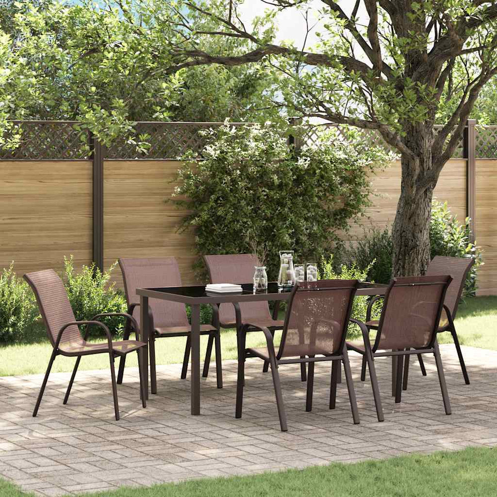 Stapelbare Gartenstühle 6er Set Braun