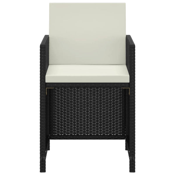 3-tlg. Garten-Essgruppe mit Kissen Poly Rattan Schwarz