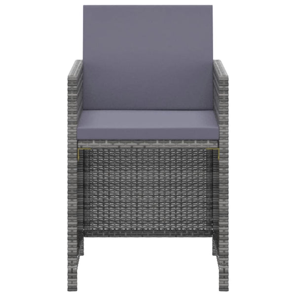 3-tlg. Garten-Essgruppe mit Kissen Poly Rattan Grau