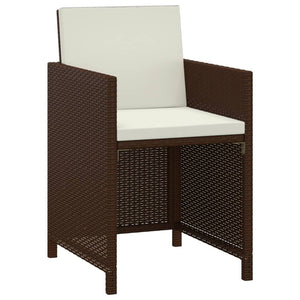 3-tlg. Garten-Essgruppe mit Kissen Poly Rattan Braun