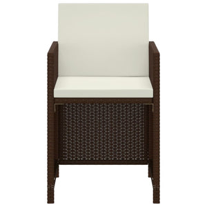 3-tlg. Garten-Essgruppe mit Kissen Poly Rattan Braun