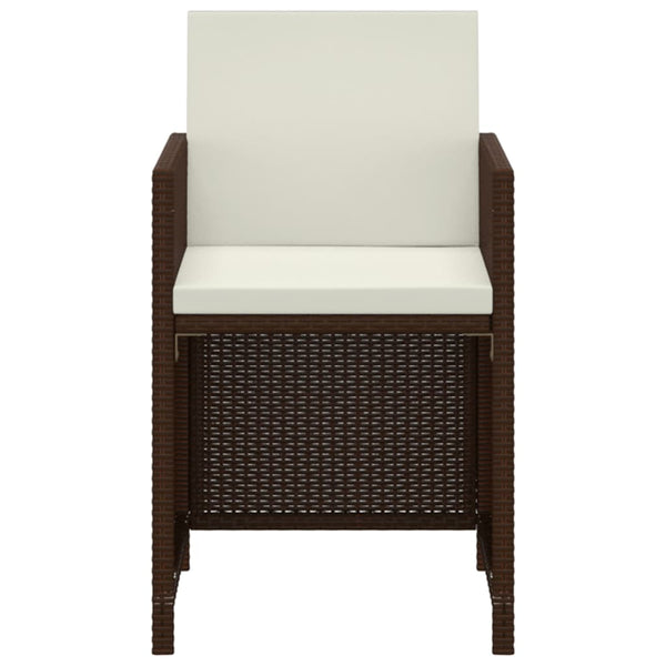 3-tlg. Garten-Essgruppe mit Kissen Poly Rattan Braun