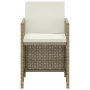 3-tlg. Garten-Essgruppe mit Kissen Poly Rattan Beige