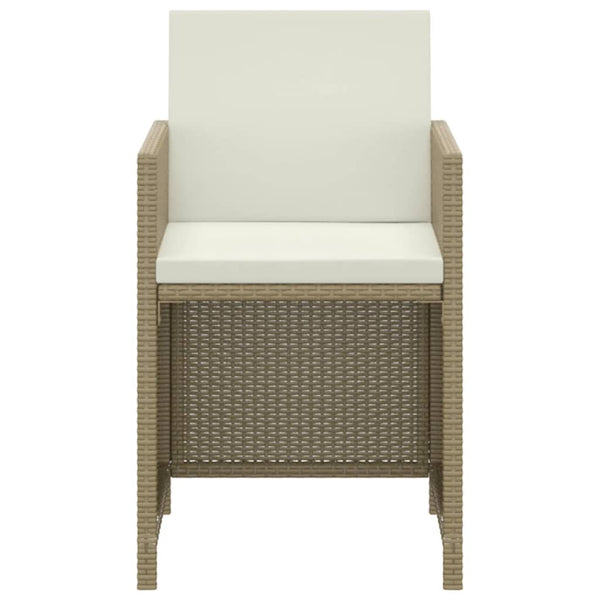 3-tlg. Garten-Essgruppe mit Kissen Poly Rattan Beige