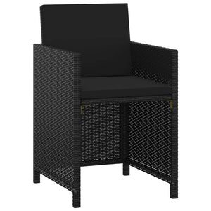5-tlg. Garten-Essgruppe mit Kissen Poly Rattan Schwarz