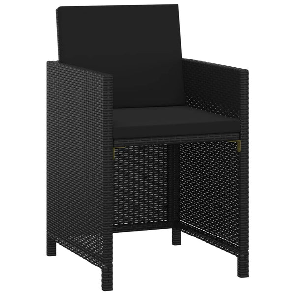 5-tlg. Garten-Essgruppe mit Kissen Poly Rattan Schwarz