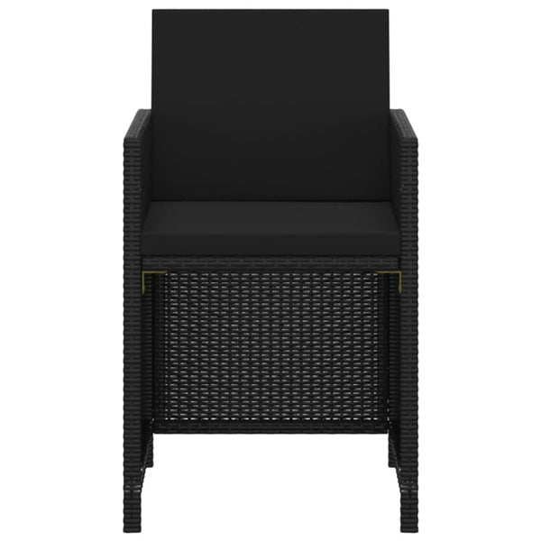 5-tlg. Garten-Essgruppe mit Kissen Poly Rattan Schwarz