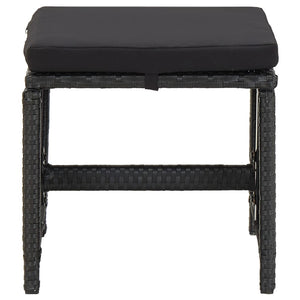 5-tlg. Garten-Essgruppe mit Kissen Poly Rattan Schwarz