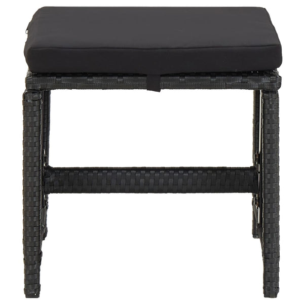 5-tlg. Garten-Essgruppe mit Kissen Poly Rattan Schwarz