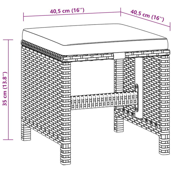 5-tlg. Garten-Essgruppe mit Kissen Poly Rattan Schwarz
