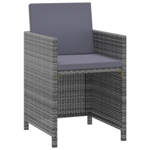 3-tlg. Garten-Essgruppe mit Kissen Poly Rattan Grau