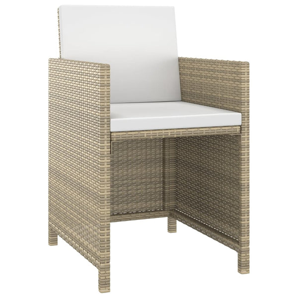3-tlg. Garten-Essgruppe mit Kissen Poly Rattan Beige