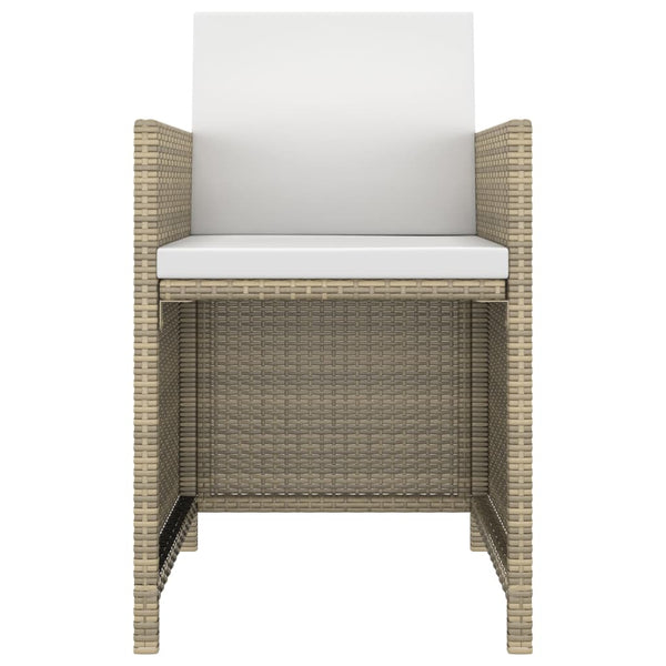 3-tlg. Garten-Essgruppe mit Kissen Poly Rattan Beige