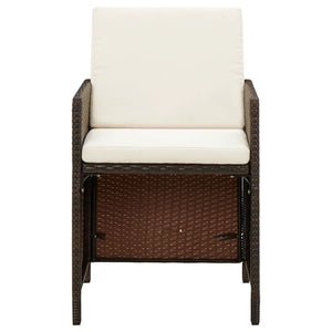 9-tlg. Garten-Essgruppe mit Kissen Poly Rattan Braun