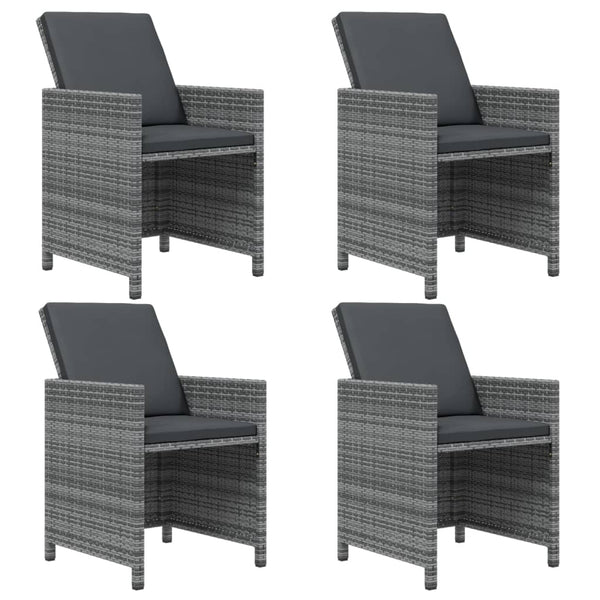 5-tlg. Garten-Essgruppe mit Kissen Poly Rattan Grau