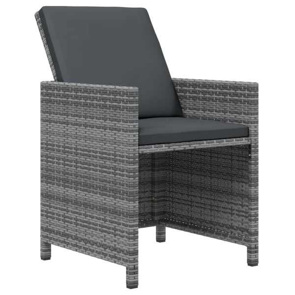 5-tlg. Garten-Essgruppe mit Kissen Poly Rattan Grau