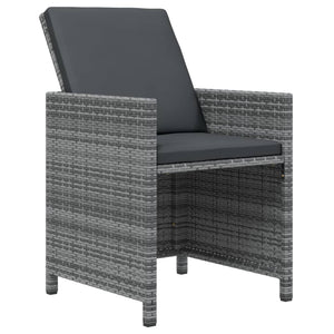 9-tlg. Garten-Essgruppe mit Kissen Poly Rattan Grau