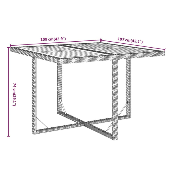 9-tlg. Garten-Essgruppe mit Kissen Poly Rattan Grau