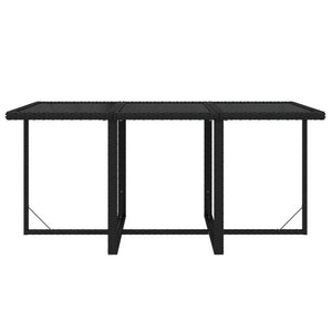 7-tlg. Garten-Essgruppe mit Kissen Poly Rattan Schwarz