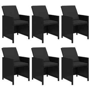7-tlg. Garten-Essgruppe mit Kissen Poly Rattan Schwarz