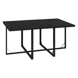7-tlg. Garten-Essgruppe mit Kissen Poly Rattan Schwarz