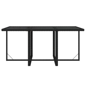 7-tlg. Garten-Essgruppe mit Kissen Poly Rattan Schwarz