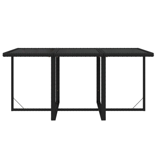 7-tlg. Garten-Essgruppe mit Kissen Poly Rattan Schwarz