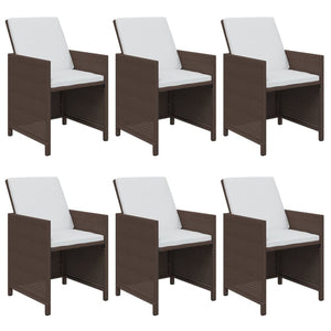7-tlg. Garten-Essgruppe mit Kissen Poly Rattan Braun