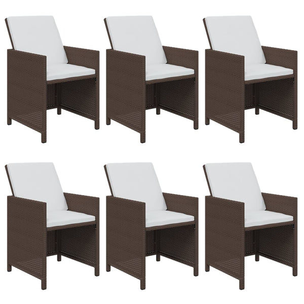 7-tlg. Garten-Essgruppe mit Kissen Poly Rattan Braun
