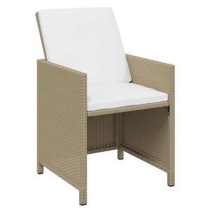 7-tlg. Garten-Essgruppe mit Kissen Poly Rattan Beige