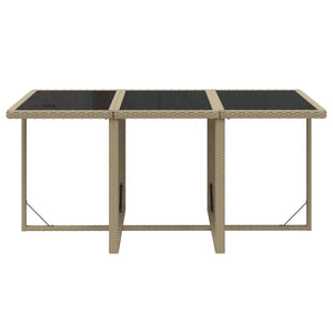 7-tlg. Garten-Essgruppe mit Kissen Poly Rattan Beige