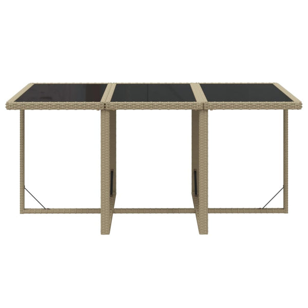 7-tlg. Garten-Essgruppe mit Kissen Poly Rattan Beige