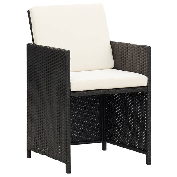 7-tlg. Garten-Essgruppe mit Kissen Poly Rattan Schwarz