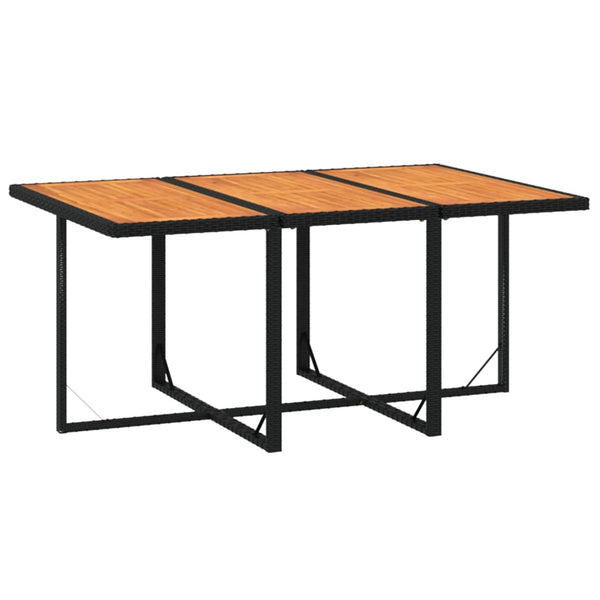 7-tlg. Garten-Essgruppe mit Kissen Poly Rattan Schwarz