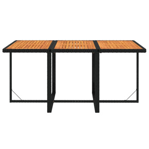 7-tlg. Garten-Essgruppe mit Kissen Poly Rattan Schwarz