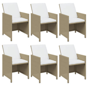 7-tlg. Garten-Essgruppe mit Kissen Poly Rattan Beige