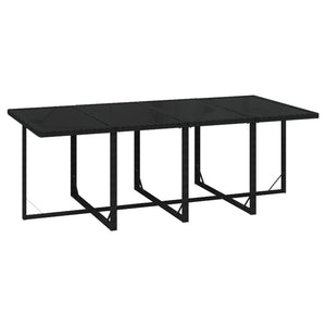 9-tlg. Garten-Essgruppe mit Kissen Poly Rattan Schwarz