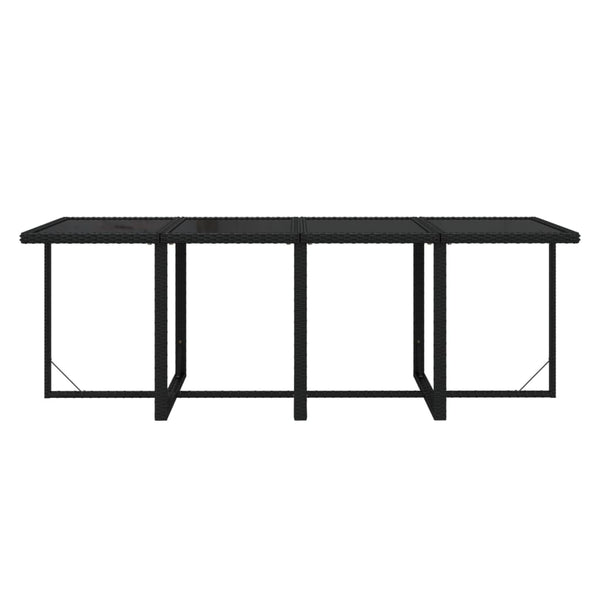9-tlg. Garten-Essgruppe mit Kissen Poly Rattan Schwarz