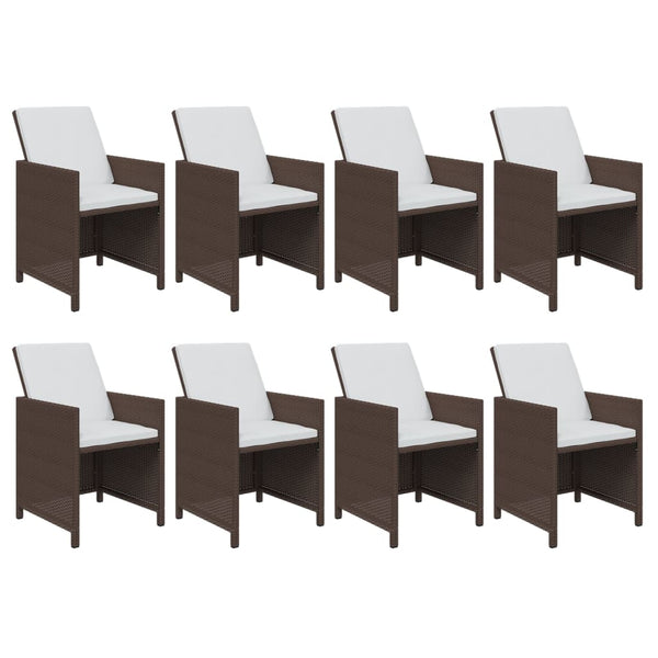9-tlg. Garten-Essgruppe mit Kissen Poly Rattan Braun