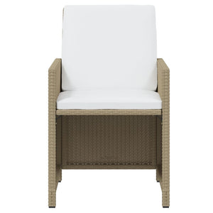 9-tlg. Garten-Essgruppe mit Kissen Poly Rattan Beige