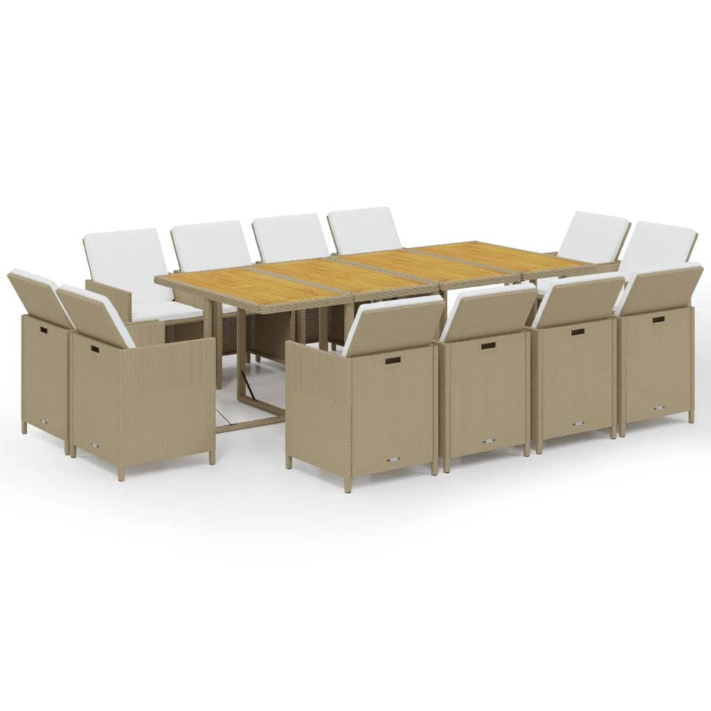 vidaXL Salon de jardin 13 pcs avec coussins résine tressée Beige