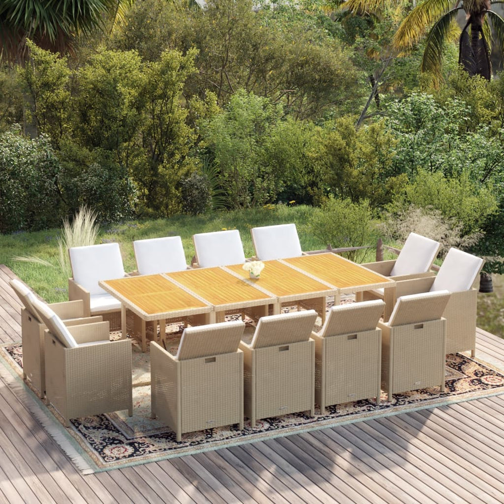 vidaXL Salon de jardin 13 pcs avec coussins résine tressée Beige